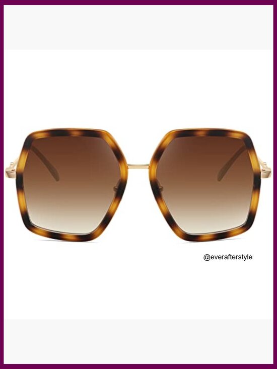 Oversized Hexagon Sunglasses with UV400 Protection Gradient Lens